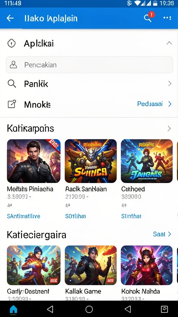 Tampilan utama aplikasi INDOSATTOTO dengan pilihan permainan jelas.
