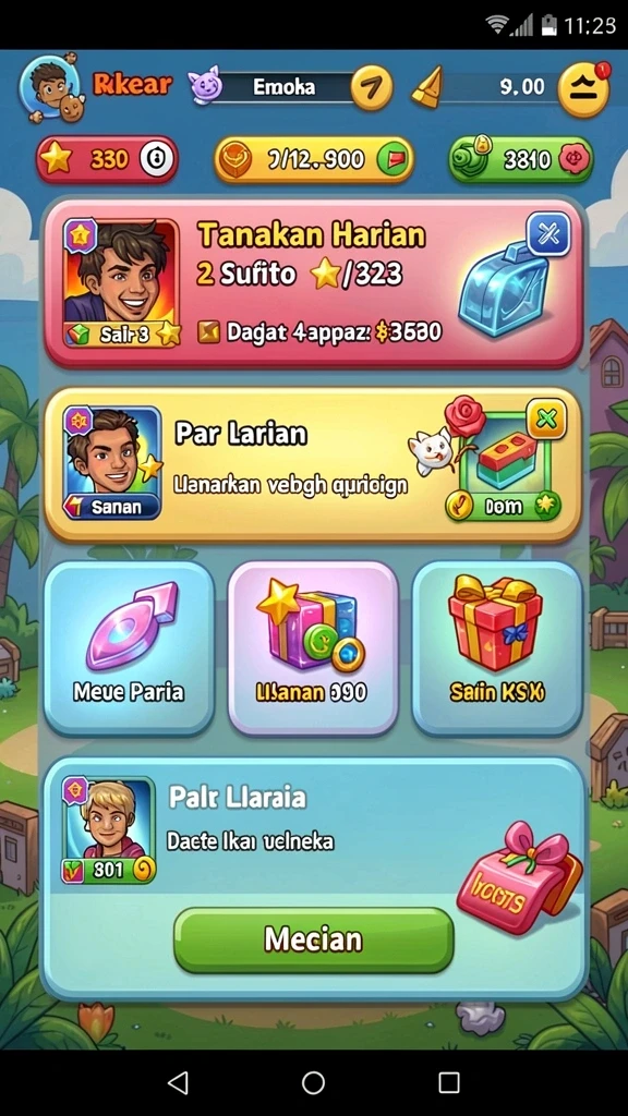 Tangkapan layar memperlihatkan karakter-karakter unik dalam game.